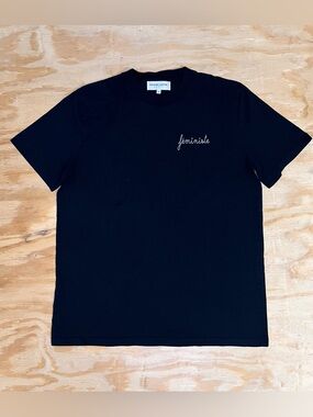 Maison Labiche Paris Black embroidery féministe Crewneck T-Shirt Size M